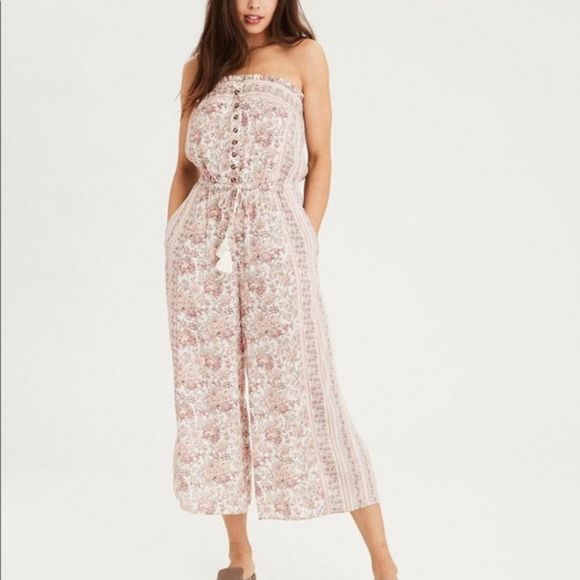 American Eagle Strapless Floral Jumpsuit Small - Picture 1 of 7